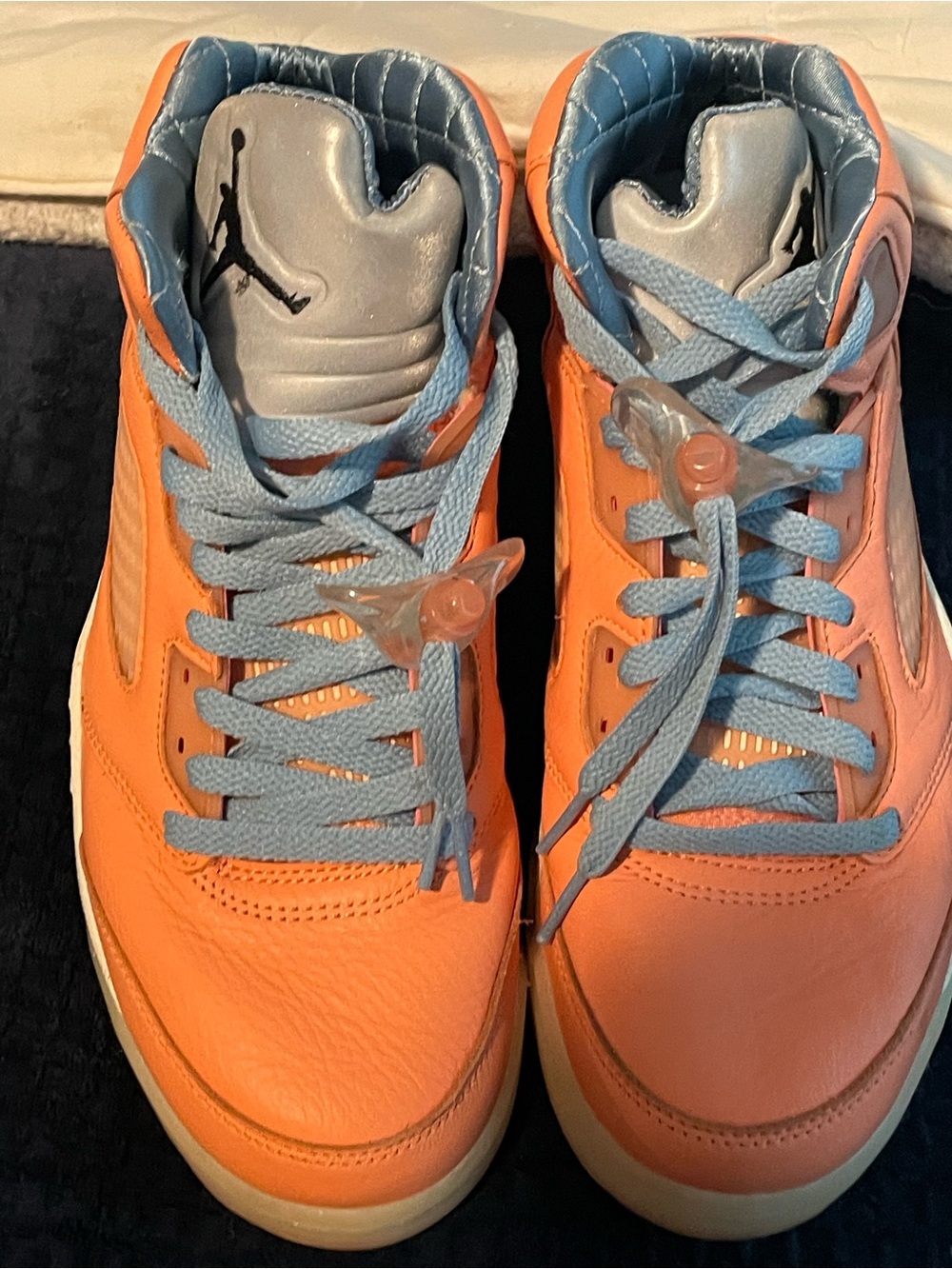 Nike Orange and Light Blue Men's High-Top Sneakers